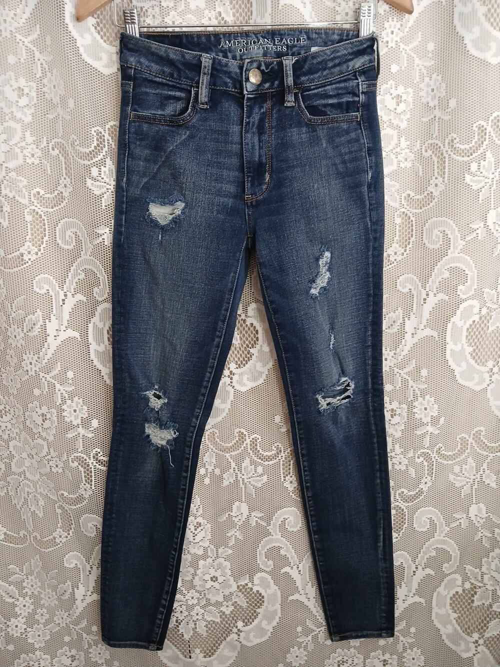 American Eagle 360 Super Stretch Jeans Hi Rise Jegging Dark Wash Size 4